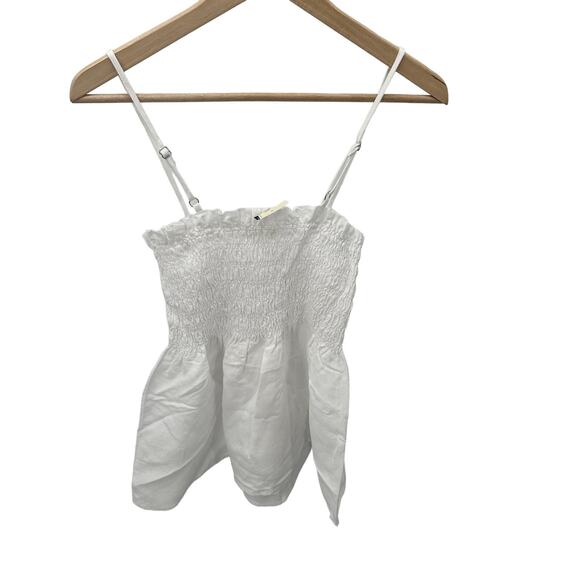 CLOTH & STONE NWT Evereve White Smocked Linen Tank // XS - Picture 9 of 10
